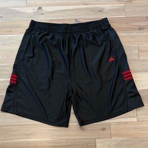 Adidas Men's Black Shorts with Red Stripes